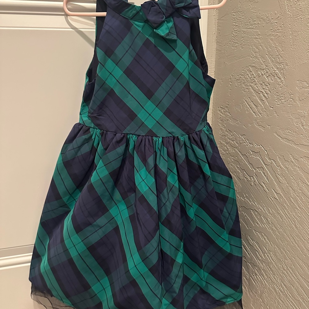 Plaid Kids Dress in Green and Blue